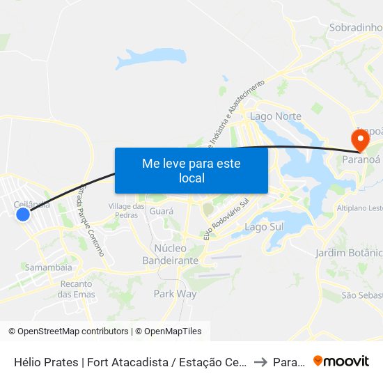 Hélio Prates | Fort Atacadista / Estação Ceilândia Centro to Paranoá map
