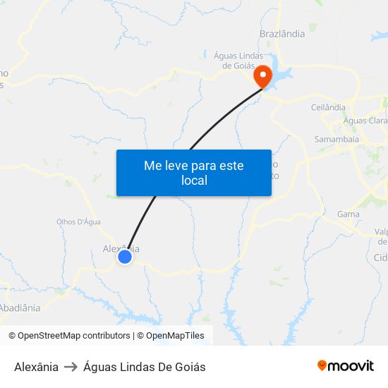 Alexânia to Águas Lindas De Goiás map