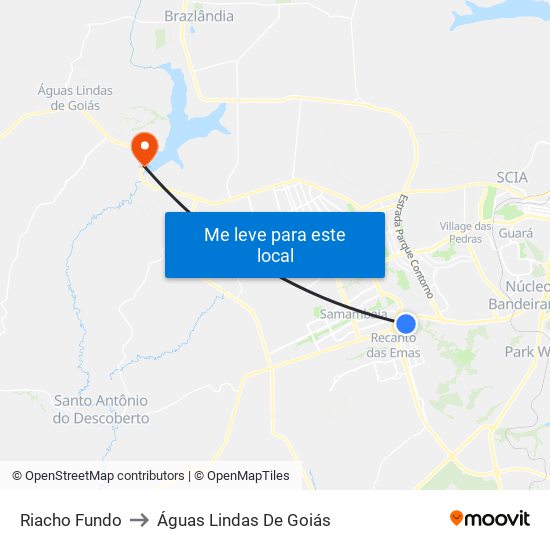 Riacho Fundo to Águas Lindas De Goiás map