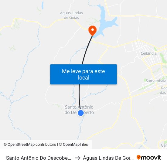 Santo Antônio Do Descoberto to Águas Lindas De Goiás map