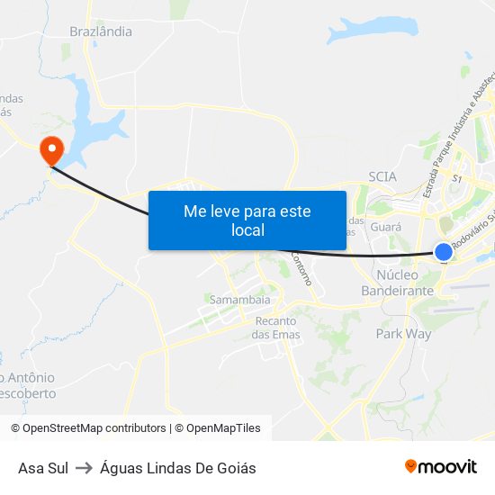 Asa Sul to Águas Lindas De Goiás map