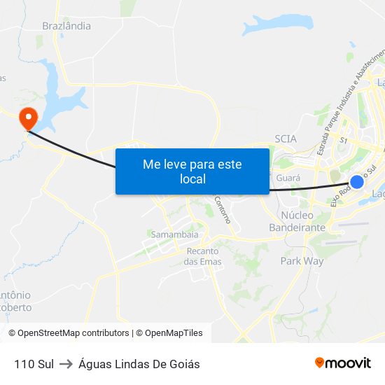 110 Sul to Águas Lindas De Goiás map