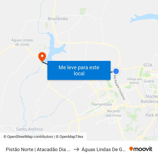 Pistão Norte | Atacadão Dia A Dia to Águas Lindas De Goiás map