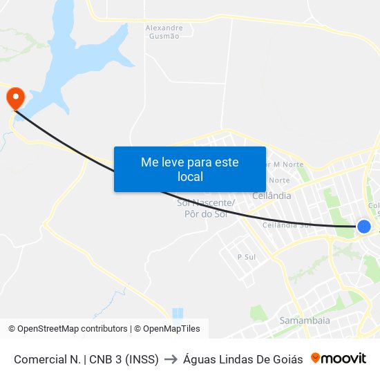 Comercial N. | CNB 3 (INSS) to Águas Lindas De Goiás map