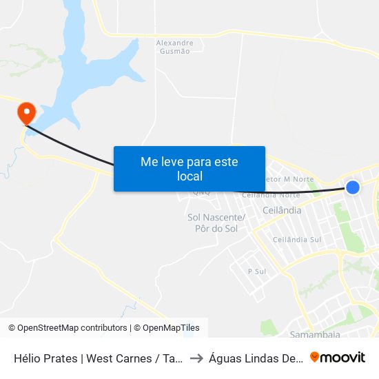 Hélio Prates | West Carnes / Taguacenter to Águas Lindas De Goiás map