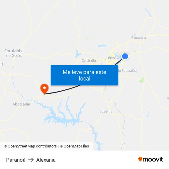 Paranoá to Alexânia map