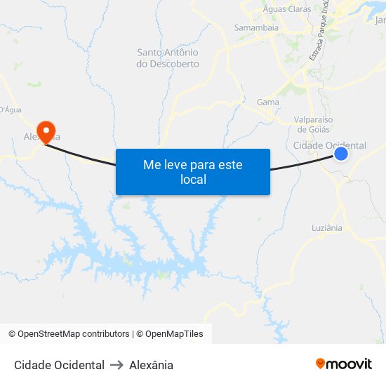 Cidade Ocidental to Alexânia map