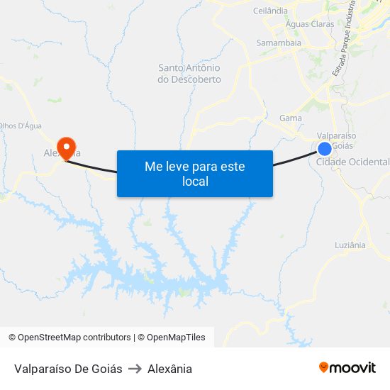 Valparaíso De Goiás to Alexânia map