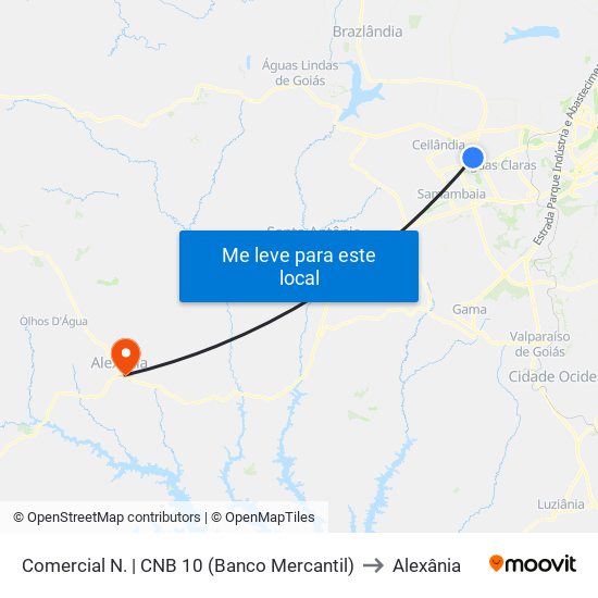 Comercial N. | CNB 10 (Banco Mercantil) to Alexânia map