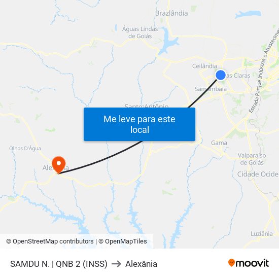 SAMDU N. | QNB 2 (INSS) to Alexânia map