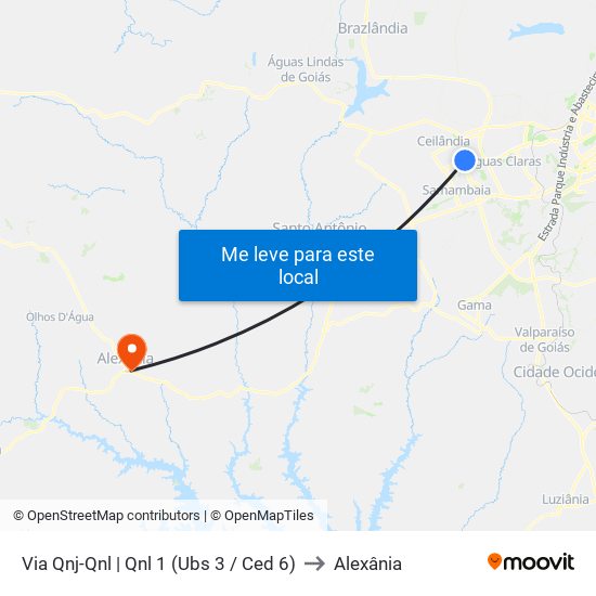 Via Qnj-Qnl | Qnl 1 (Ubs 3 / Ced 6) to Alexânia map