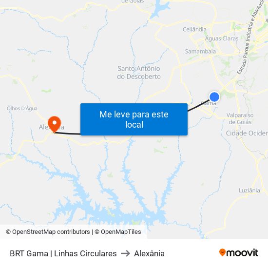 BRT Gama | Linhas Circulares to Alexânia map