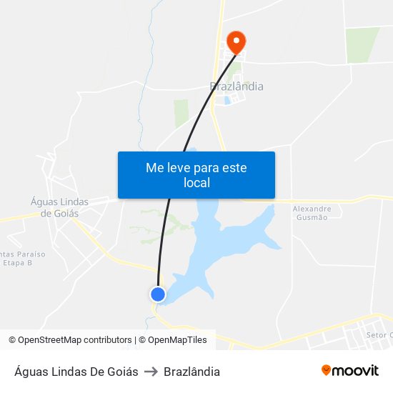 Águas Lindas De Goiás to Brazlândia map