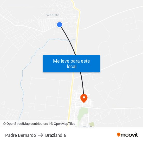 Padre Bernardo to Brazlândia map