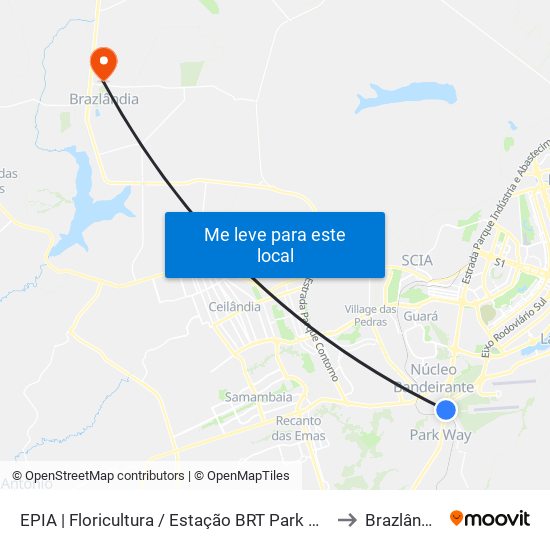 EPIA | Floricultura / Estação BRT Park Way to Brazlândia map