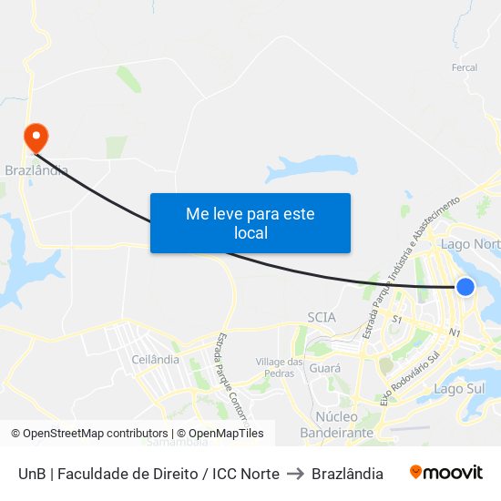 UnB | Faculdade de Direito / ICC Norte to Brazlândia map