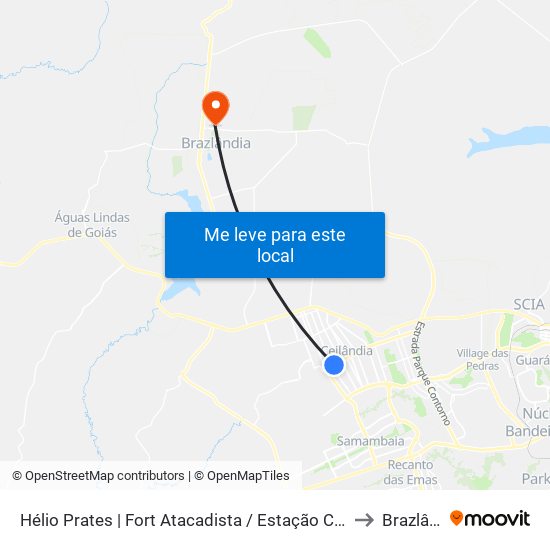 Hélio Prates | Fort Atacadista / Estação Ceilândia Centro to Brazlândia map