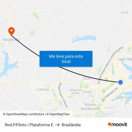 Rod.P.Piloto | Plataforma E to Brazlândia map