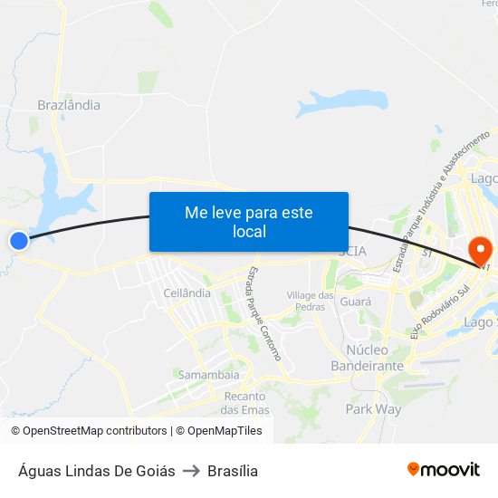 Águas Lindas De Goiás to Brasília map