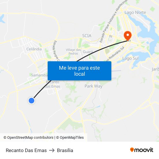Recanto Das Emas to Brasília map