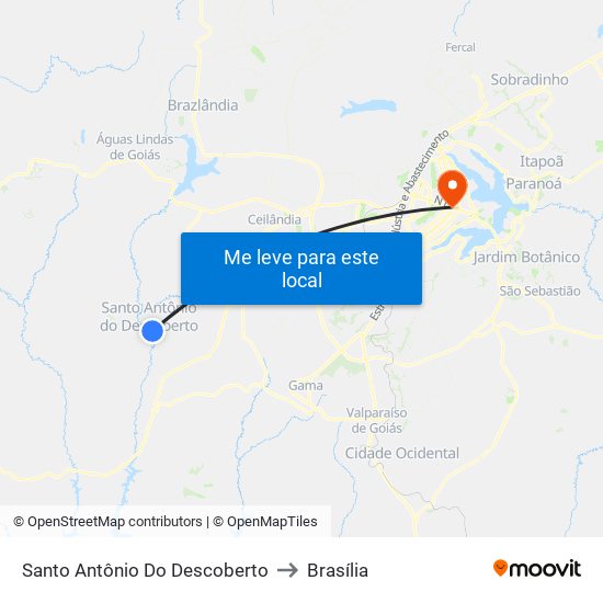 Santo Antônio Do Descoberto to Brasília map