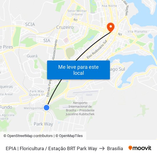 EPIA | Floricultura / Estação BRT Park Way to Brasília map