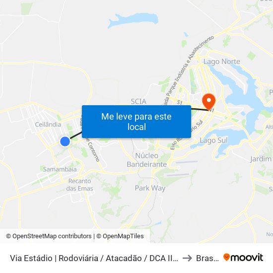 Via Estádio | Rodoviária / Atacadão / DCA II / Estádio to Brasília map