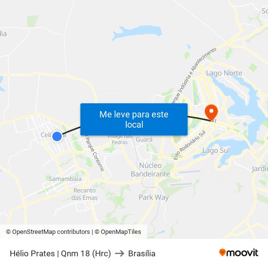 Hélio Prates | Qnm 18 (Hrc) to Brasília map