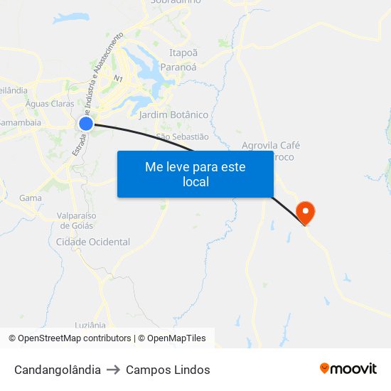 Candangolândia to Campos Lindos map