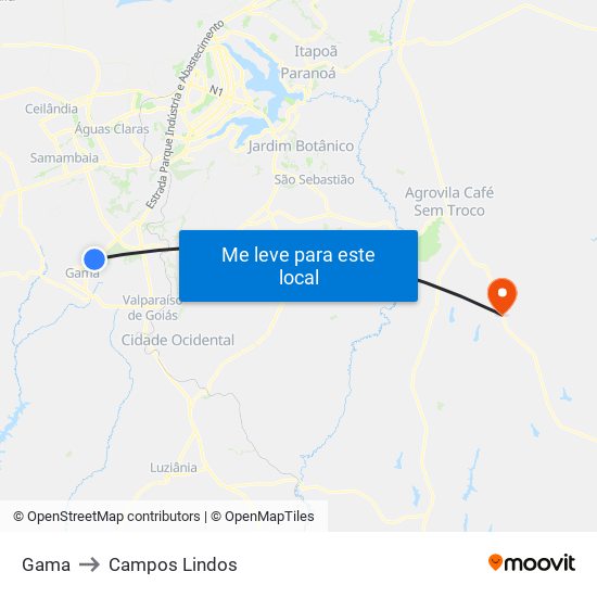 Gama to Campos Lindos map