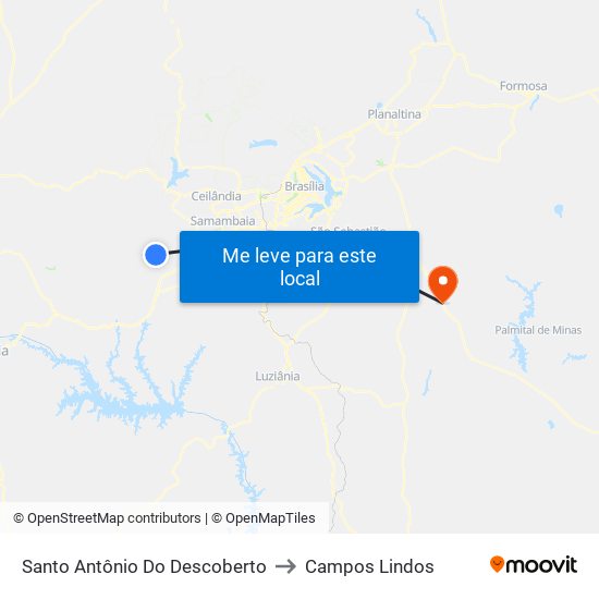 Santo Antônio Do Descoberto to Campos Lindos map