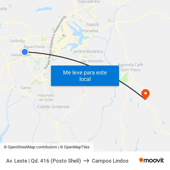 Av. Leste | Qd. 416 (Posto Shell) to Campos Lindos map
