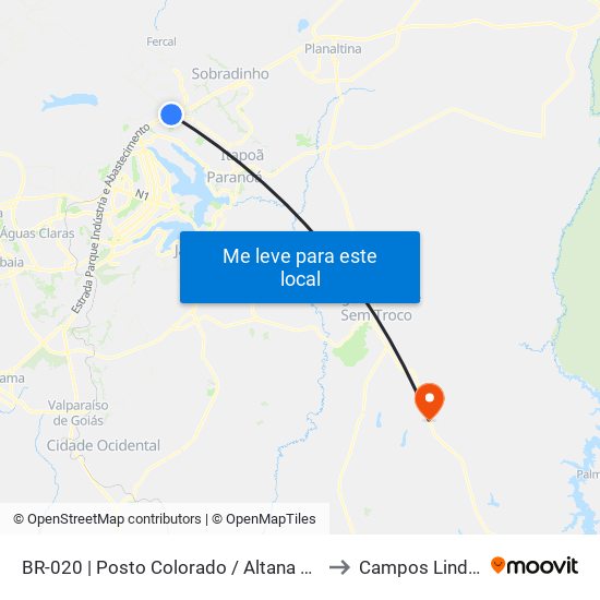BR-020 | Posto Colorado / Altana Mall to Campos Lindos map