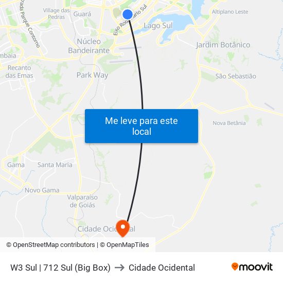 W3 Sul | 712 Sul (Big Box) to Cidade Ocidental map