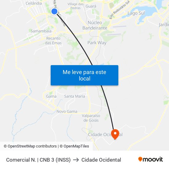 Comercial N. | CNB 3 (INSS) to Cidade Ocidental map