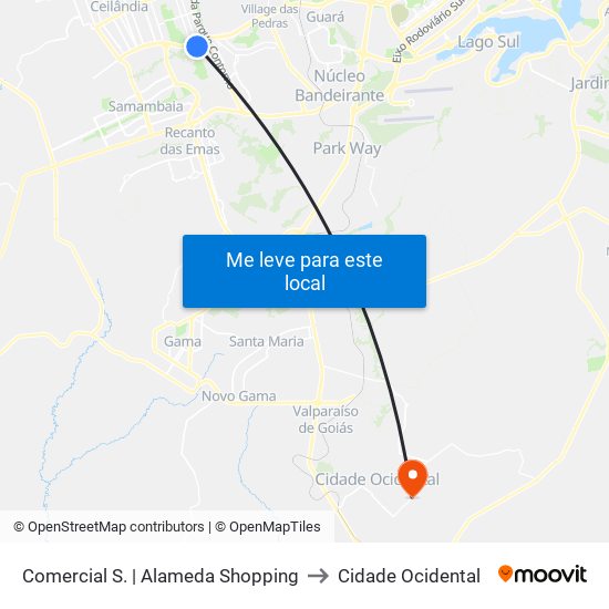 Comercial S. | Alameda Shopping to Cidade Ocidental map