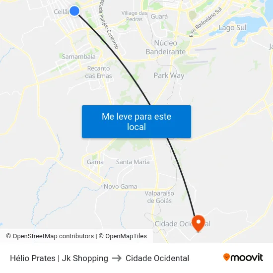 Hélio Prates | Jk Shopping to Cidade Ocidental map