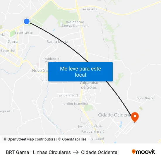 BRT Gama | Linhas Circulares to Cidade Ocidental map