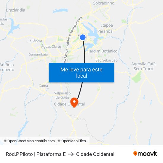 Rod.P.Piloto | Plataforma E to Cidade Ocidental map