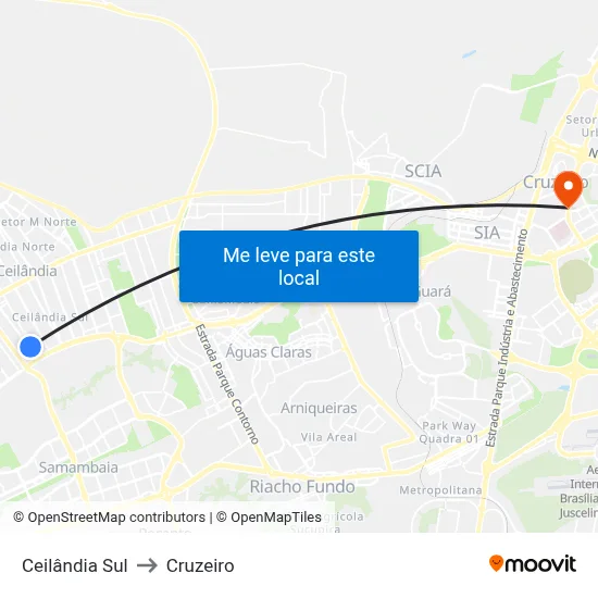 Ceilândia Sul to Cruzeiro map