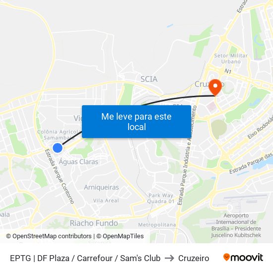 EPTG | DF Plaza / Carrefour / Sam's Club to Cruzeiro map