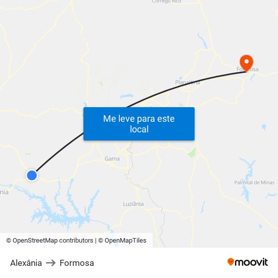 Alexânia to Formosa map