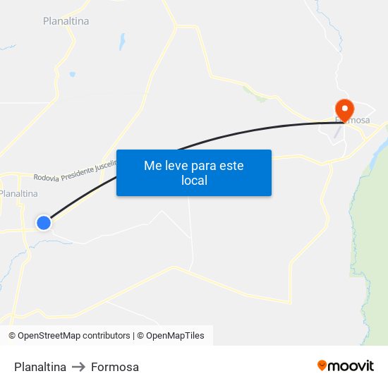 Planaltina to Formosa map