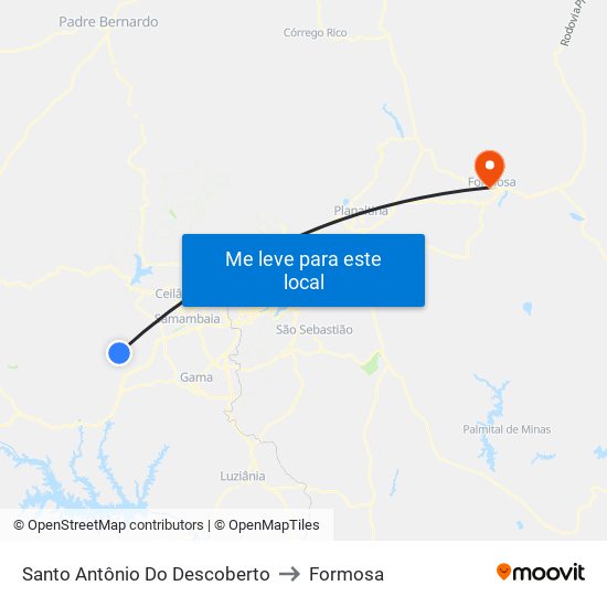 Santo Antônio Do Descoberto to Formosa map