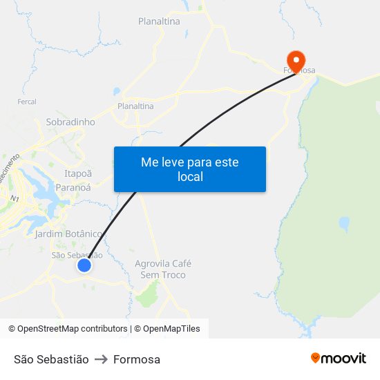 São Sebastião to Formosa map