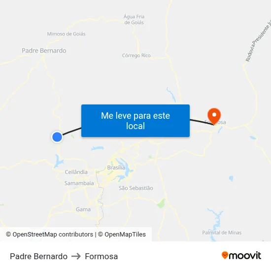 Padre Bernardo to Formosa map