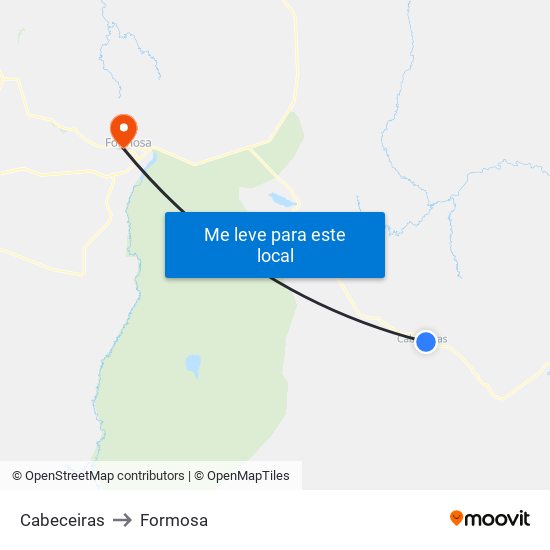 Cabeceiras to Formosa map