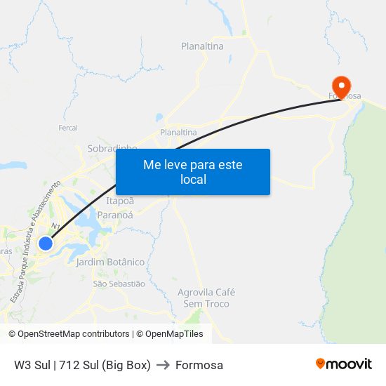 W3 Sul | 712 Sul (Big Box) to Formosa map