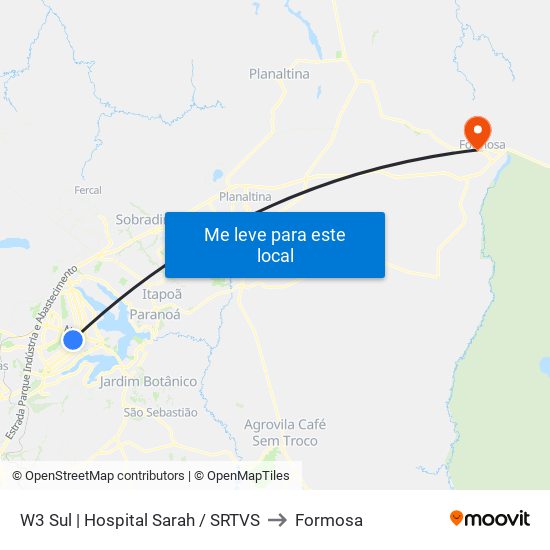 W3 Sul | Hospital Sarah / SRTVS to Formosa map