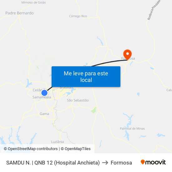 SAMDU N. | QNB 12 (Hospital Anchieta) to Formosa map